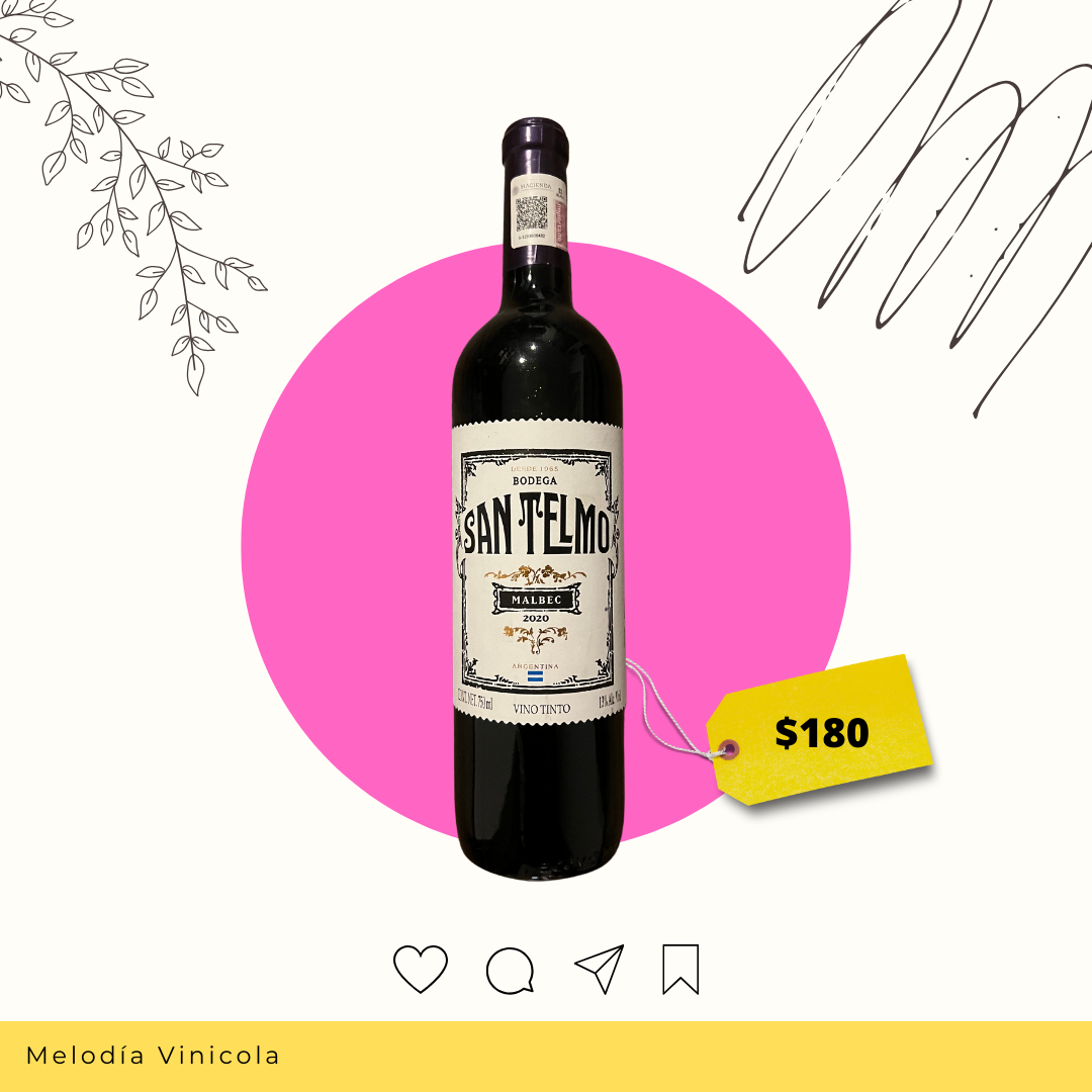 Vino tinto de mesa argentino de fácil interpretación - San telmo
